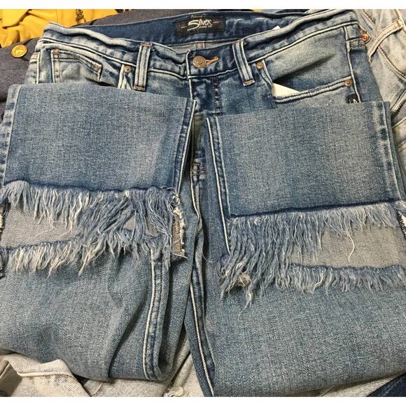 Silver Jeans Company Vintage Ankle Sraight W29/L27 Distressed Frayed Step Hem - Picture 7 of 7